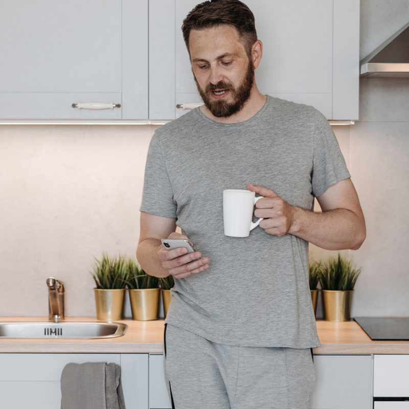 dad drinking coffee